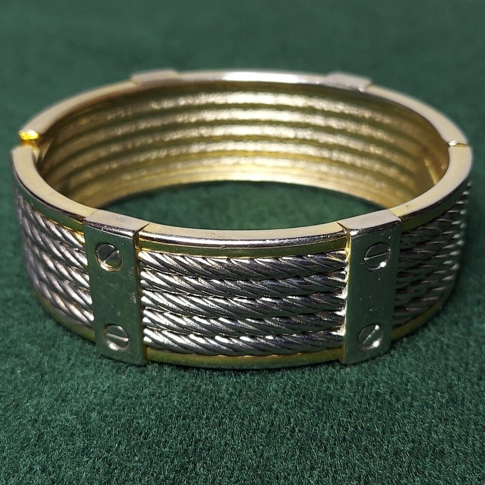 Cuff bracelet gold and silver color Metal Hinge 6.5-7"